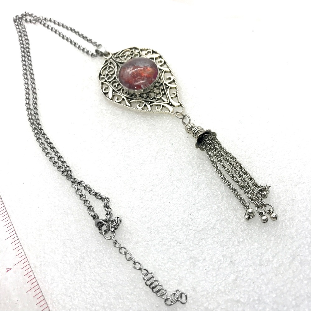 Snap Necklace fringe tassel and handmade 20mm snap SN20